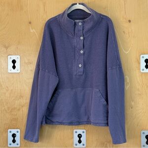 REI Purple Button-Placket Turtleneck Pullover